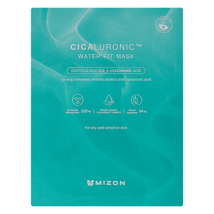 Mizon Cicaluronic Water Fit Mask — тканева маска для обличчя з центелою та гіалуроновою кислотою, 24 г